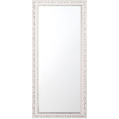 main image of "Vintage Wall Mirror White Distressed Frame Floral Pattern 50 x 130 cm Mauleon"