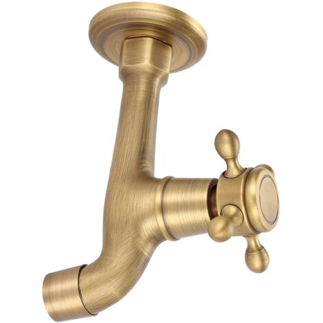 Vintage-Wandarmatur aus massivem Messing für Küchenspüle oder Waschbecken (lange Ausführung)