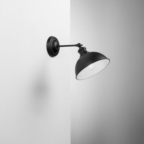 Vintage Wandleuchte aus schwarzem Metall Charleston AP