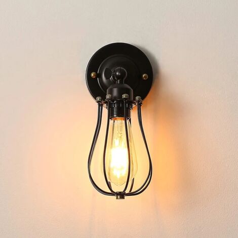 AISKDAN Vintage Wandleuchte E27 Verstellbare Metallwandlampe Retro Industrielle Rustikale Wandleuchte Innendrehbar für Wohnzimmer, Schlafzimmer, Küche, Flur, Restaurant, Café, Dekoration (Schwarz)
