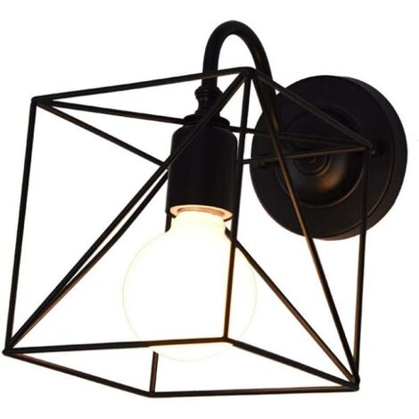 Vintage Wandleuchte Retro Industrie Wandlampe Rustikale Wandleuchten Metallkäfig Wandlampe Quadrat Wandleuchte für Innen Home Office Bar Cafe Schwarz