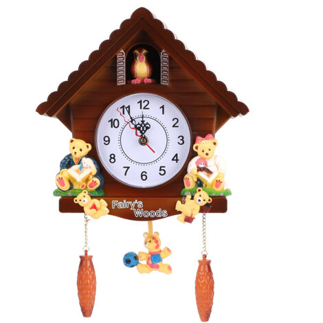 Vintage-Wanduhr, handgefertigt – Pendeluhr in Baumnestform, Wohndekoration