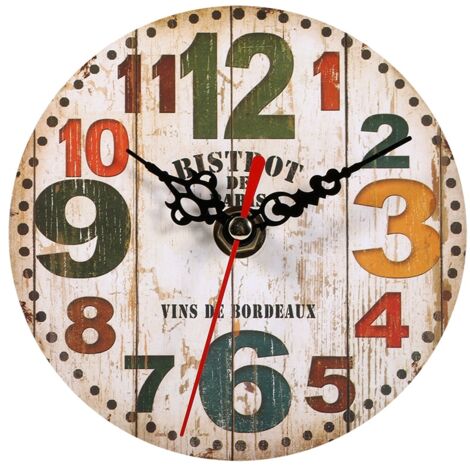 Vintage-Wanduhr im Retro-Stil aus Holz, Dekoration für Wohnzimmer oder Büro (3)