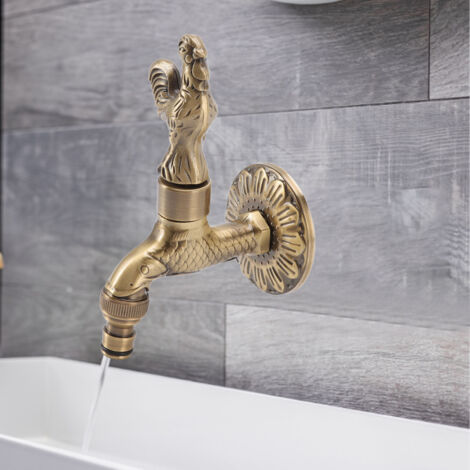 Vintage-Wasserhahn aus geschnitztem Kupferbronze, G1/2 Zoll, korrosionsbeständig, für den Außenbereich