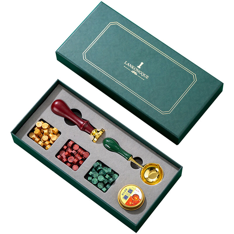 

Vintage Wax Seal Kit Sellado de cuentas de cera Sello de cera Sello de cera Cuchara de fusion de cera Vela con exquisito embalaje para sobres