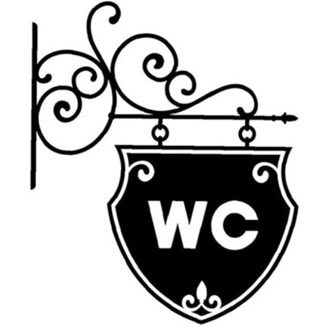Vintage WC Toilette Badezimmer Badezimmer Türaufkleber Taschenschild Dekoration Vinyl Heimdekoration Toilettenaufkleber Wasserdichtes Wandschild Schwarz