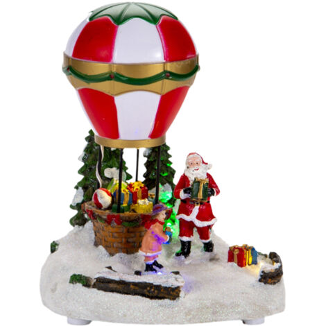 Vintage-Weihnachtstischdekoration mit LEDs – Imbissbude, Auto und Heißluftballon – Schreibtischschmuck und festliche Geschenke