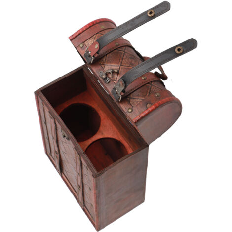 Vintage-Weinkiste für 2 Flaschen mit Deckel und Griff, antikes Tartanmuster, Flaschenaufbewahrung aus Spanplatte