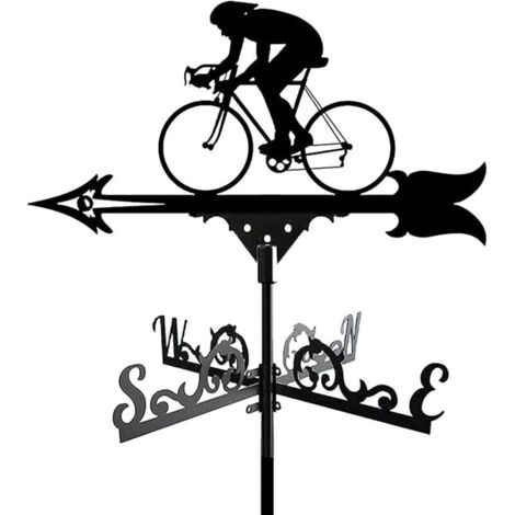 Vintage Wetterfahne aus Metall in Fahrrad- und Mondform, Gartendekoration für Außen
