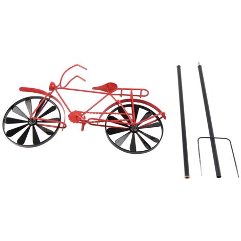 Vintage-Wetterfahne für antikes Fahrrad – Rote Metall-Gartendekoration an einer Stange