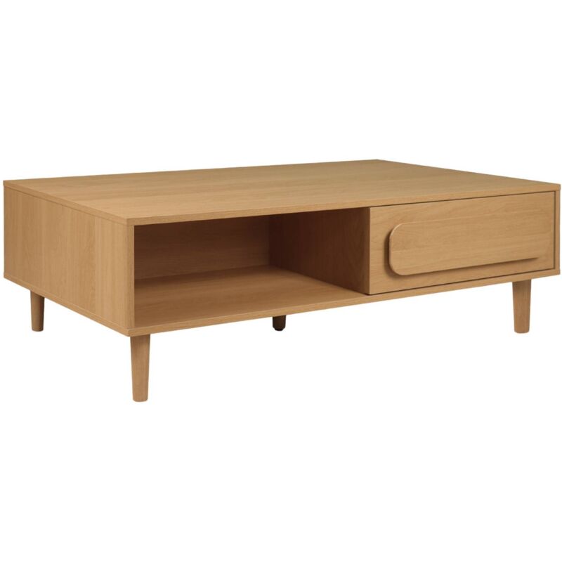 Sweeek Vintage Oak Wood Effect Coffee Table With 1 Drawer, Juliana 120x55x38 Cm