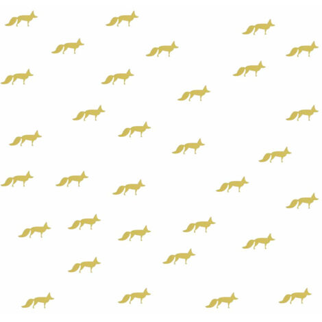 Vinyl Wall Sticker Fox Shaped Decal for Nursery Dormitory Bedroom Home Decoration(Gold)