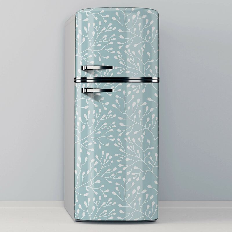 Vinyle adhésif décoratif pour réfrigérateur, spécial sans bulles, branches sur fond bleu - 60x200cm