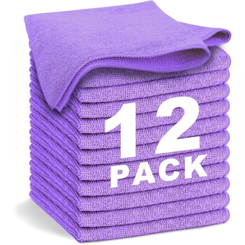 Violet Chiffon Microfibre 12 pièces Doux, Absorbants, Réutilisables et non Pelucheux 30x30 cm pour Le Lavette Nettoyant Microfibre menage de la