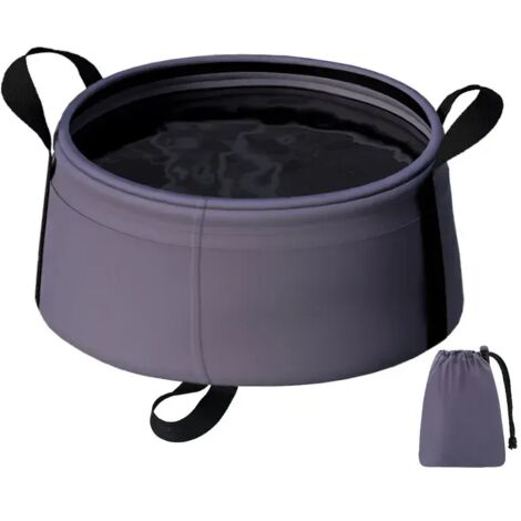 (Violet) Lavabo pliable portable 8,5 L - Bassine de voyage pliable pour activités de plein air, camping, randonnée, lave-pieds et visage, léger et compact