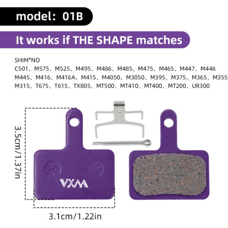 Violet polymétallique 01B Plaquettes de frein à disque pour vélo, plaquettes de frein hydrauliques, accessoires de frein à disque universels multi-métaux BB5 M355