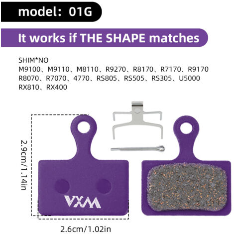 Violet polymétallique 01G Plaquettes de frein à disque pour vélo, plaquettes de frein hydrauliques, accessoires de frein à disque universels multi-métaux BB5 M355
