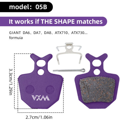 Violet polymétallique 05B Plaquettes de frein à disque pour vélo, plaquettes de frein hydrauliques, accessoires de frein à disque universels multi-métaux BB5 M355