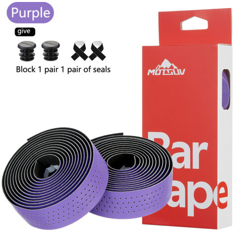 Violet Sangles de guidon, sangles pour guidon de course, sangles antidérapantes pour vélo, sangles de guidon perforées, équipement de cyclisme résistant à l'usure et antidérapant