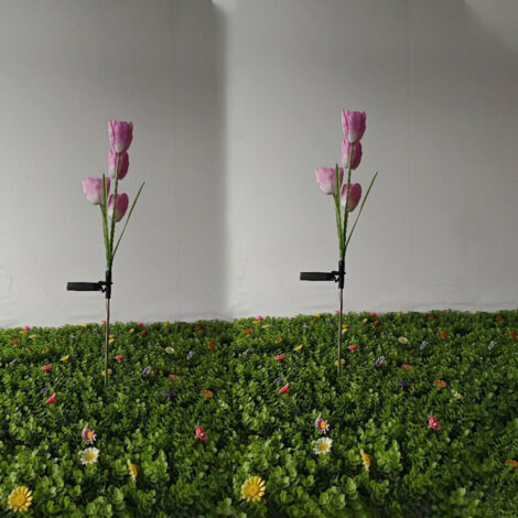 Violet – Tulipe LED solaire – Étanche – Pour cour, jardin, potager