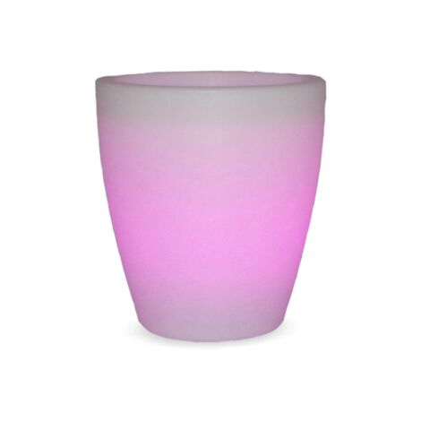 VIOLETA 55 Jardinière Ronde Moderne d'Intérieur et d'Extérieur avec Lumière pour Plantes et Fleurs Très Résistante. Chargement solaire et batterie rechargeable. Lumière RGB et Fabriqué en Polyéthylène