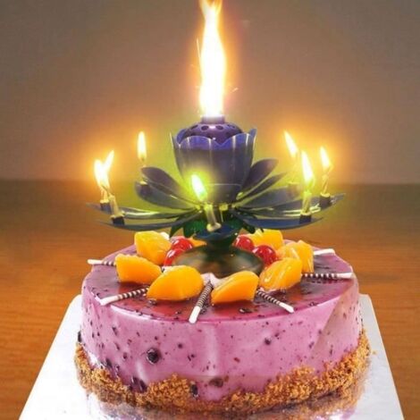 (Violet)Bougie d’Anniversaire Magique Violet - Musicale - Tournante - Décoration de Gâteau
