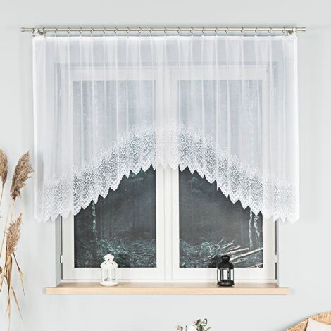 VIOLETTA - Fertiggardine aus Jacquard mit Schnitt unten - 250x120 cm - weiß