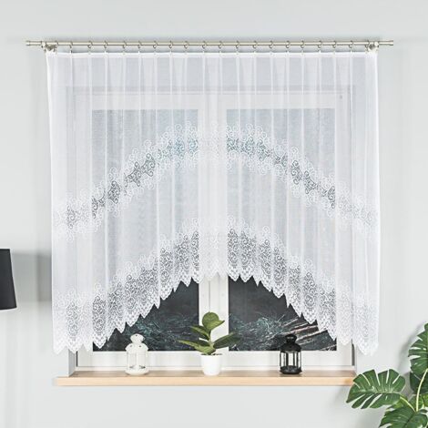VIOLETTA - Fertiggardine aus Jacquard mit Schnitt unten - 250x150 cm - weiß