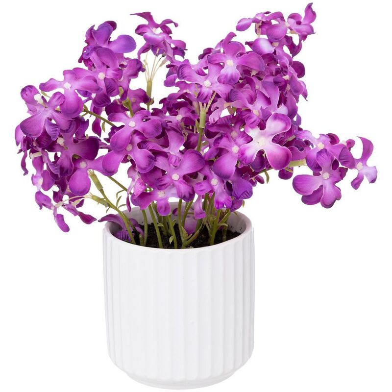 Fleurs violettes artificielles pot céramique H27cm Atmosphera créateur d'intérieur - Violet