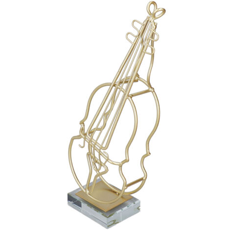 Violon Décoratif en Métal Doré, Sculpture Moderne pour Bureau Élégant