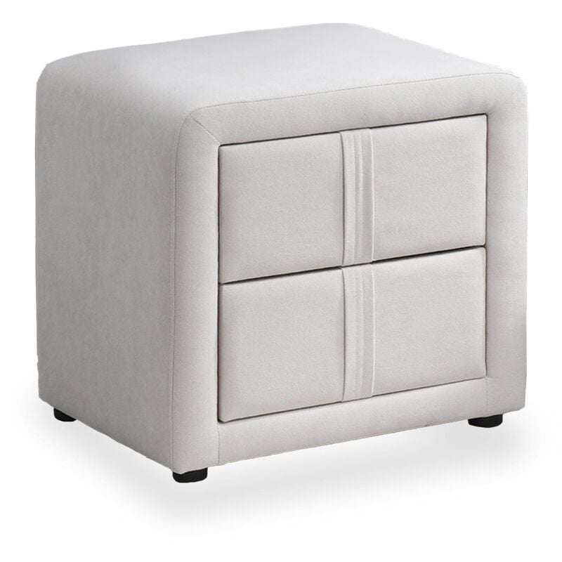 Mobilier Deco - viorn - Table de chevet 2 tiroirs en tissu écru