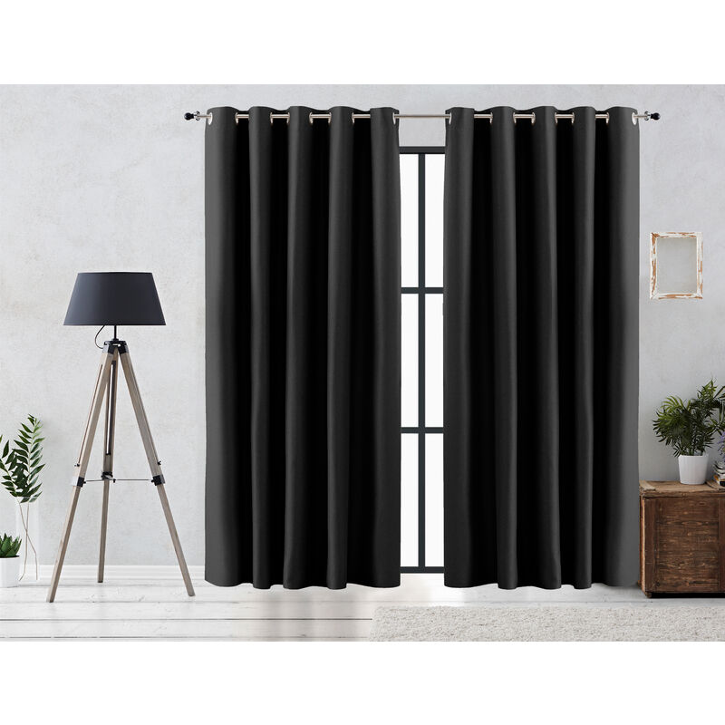 

Cortina Rustica Oscurante Lisa Anillas 140x255 cm Negro - Vipalia