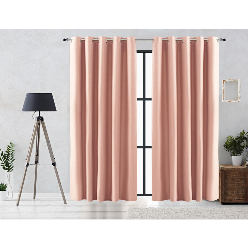 

Cortina Rustica Oscurante Lisa Anillas 140x255 cm Rosa - Vipalia