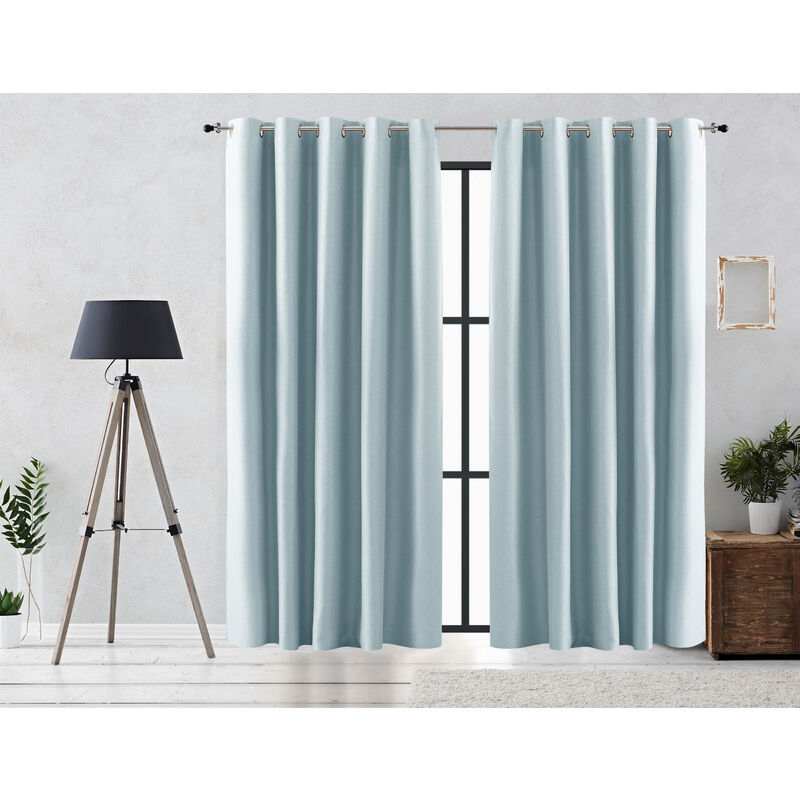 

Cortina Rustica Oscurante Lisa Anillas 300x255 cm Azul - Vipalia