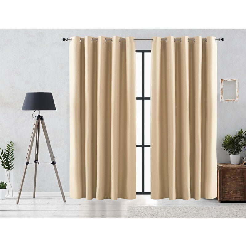 

Cortina Rustica Oscurante Lisa Anillas 300x255 cm Blanco - Vipalia