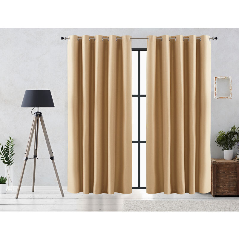 

Cortina Rustica Oscurante Lisa Anillas 300x255 cm Natural - Vipalia