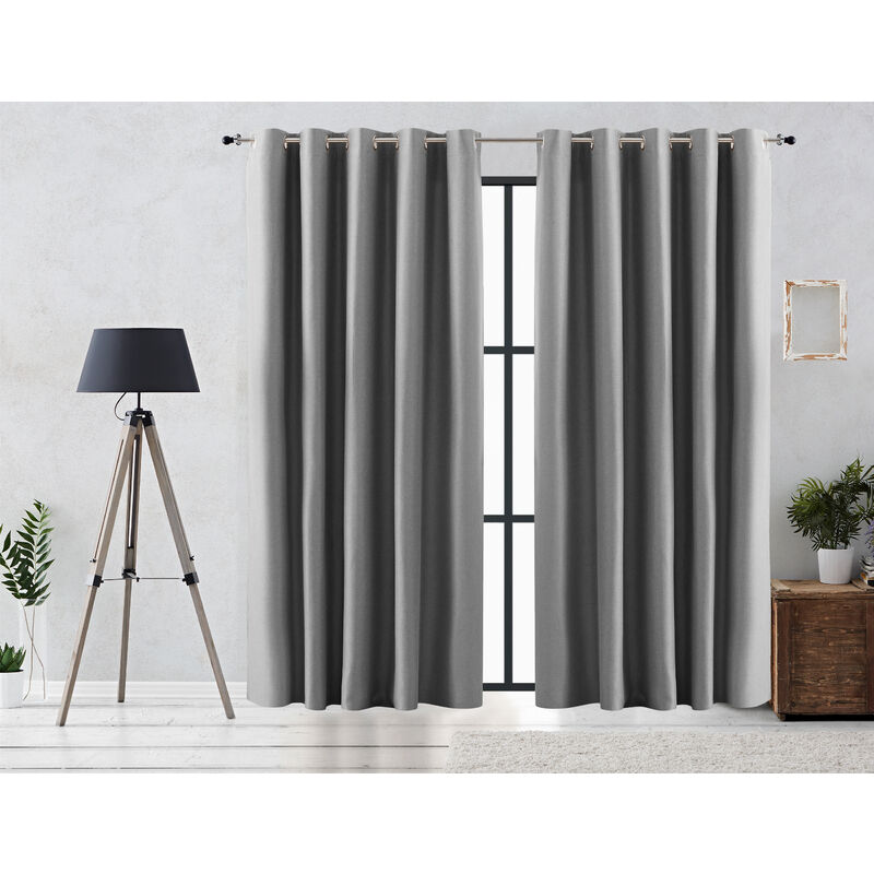 

Cortina Rustica Oscurante Lisa Anillas 300x255 cm Plata - Vipalia