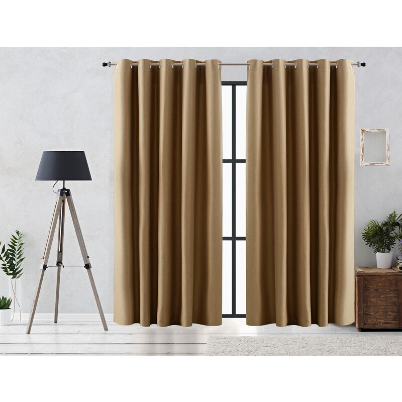 

Cortina Rustica Oscurante Lisa Anillas 300x255 cm Verde - Vipalia