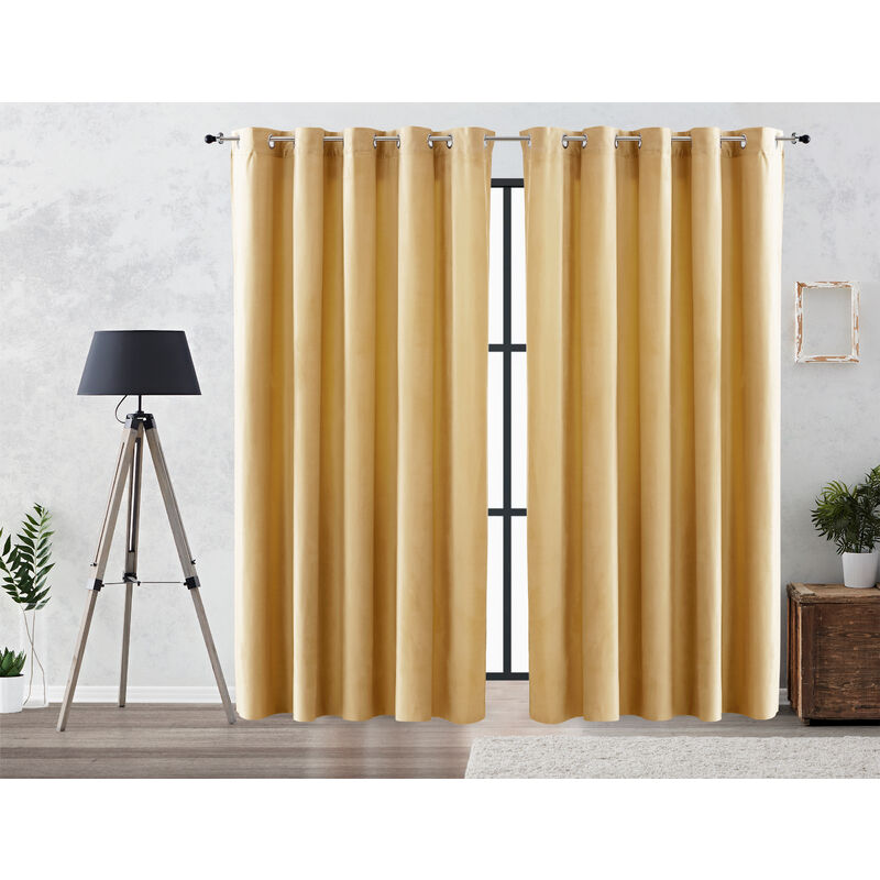 

Cortina Efecto Terciopelo Oscurante Lisa Anillas 140x260 cm Beige - Vipalia