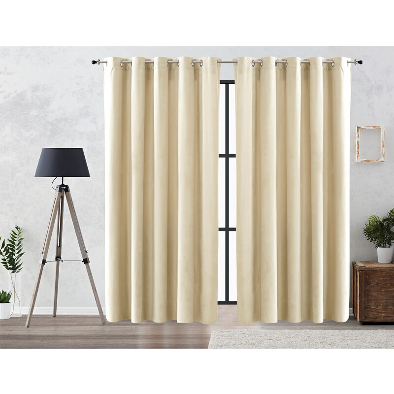 

Cortina Efecto Terciopelo Oscurante Lisa Anillas 140x260 cm Crudo - Vipalia