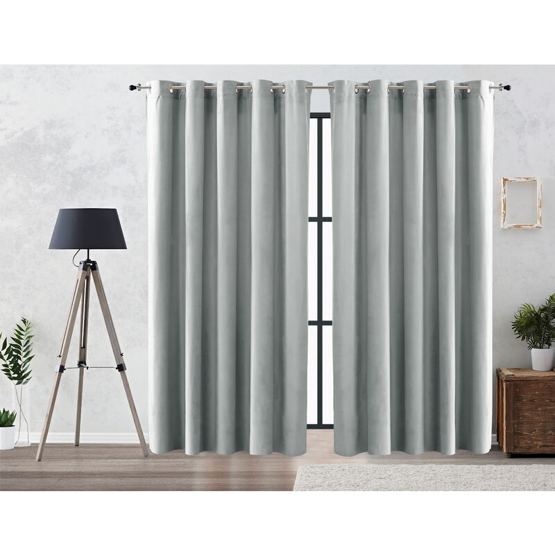 

Vipalia Cortina Efecto Terciopelo Oscurante Lisa Anillas 140x260 cm Gris