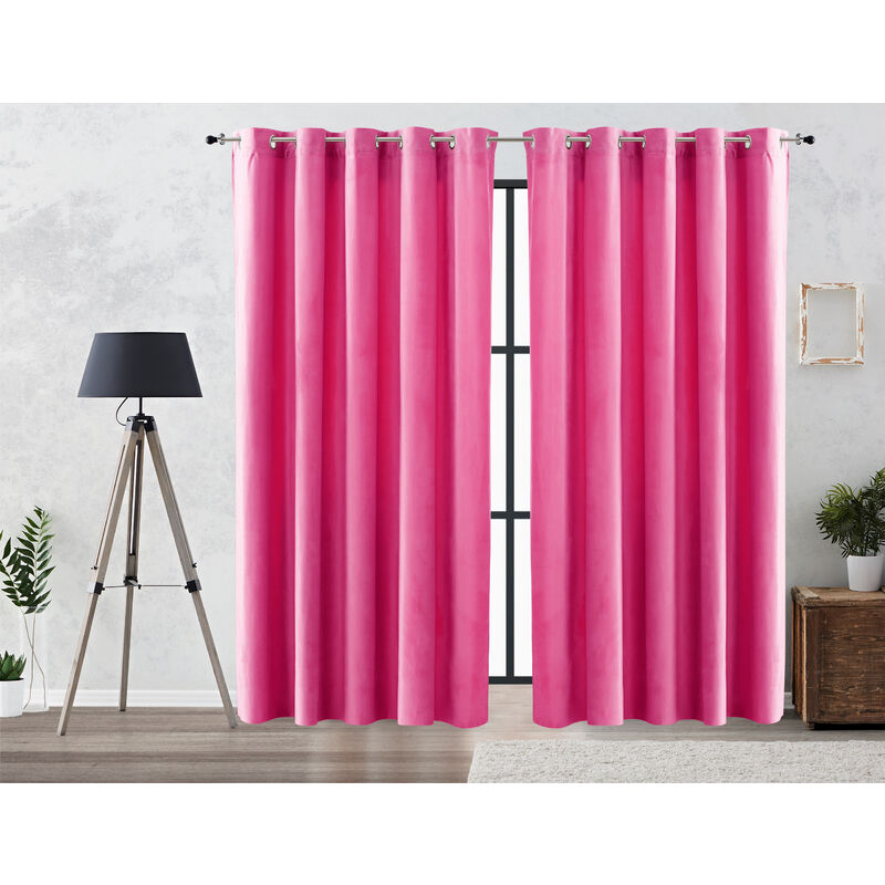 

Cortina Efecto Terciopelo Oscurante Lisa Anillas 140x260 cm Rosa - Vipalia