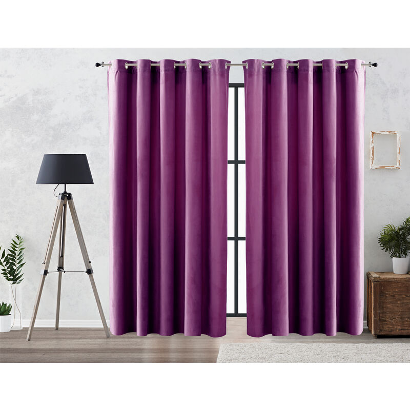 

Cortina Efecto Terciopelo Oscurante Lisa Anillas 200x260 cm Malva - Vipalia