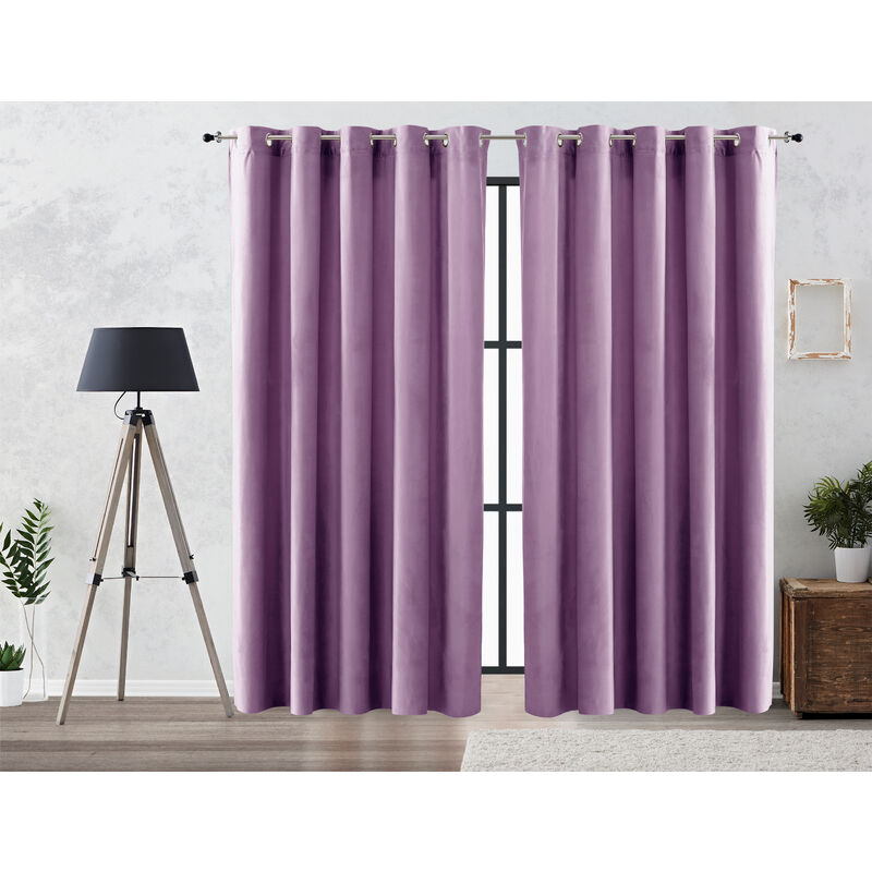 

Cortina Efecto Terciopelo Oscurante Lisa Anillas 300x260 cm Morado - Vipalia