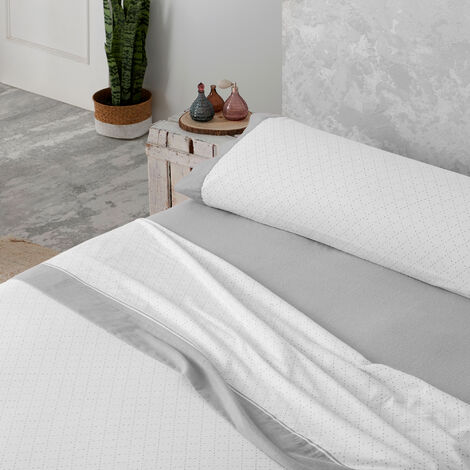 Juego de sábanas franela taupe cama de 135 100% algodón