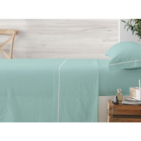Juego de sábanas en algodón cama 160 cm 4 piezas Chloé Azul - Ropa
