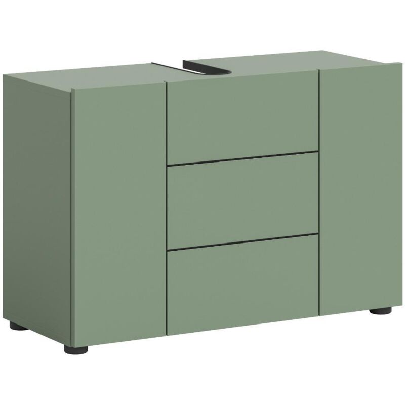 Ebuy24 Vira Waschbeckenunterschrank 3 Türen Staubgrün.