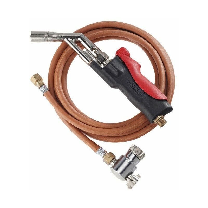 

Virax - Antorcha de propano con reductor de presión ajustable de 1,5 a 4 bares, manguera giratoria de 4 m, mango piezoeléctrico HM, boquilla de