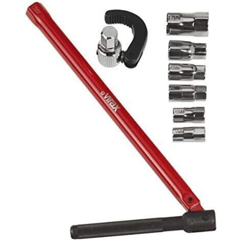 Virax Clé écrou robinet + 6 embouts + mâchoire - Virax