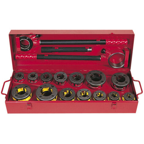 Virax – Filière manuelle à têtes BSPT droites Ø3/8 à 2' – Taraudage tubes acier et inox – Coffret de rangement – 136282